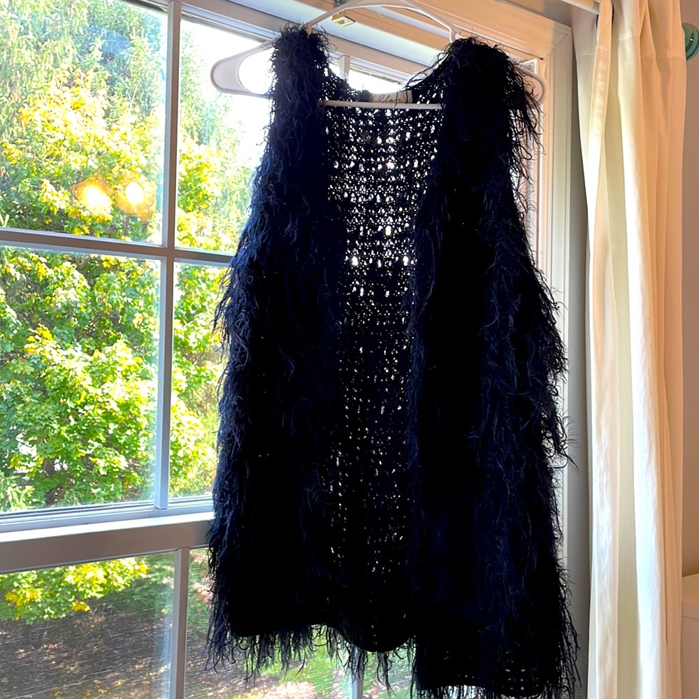 Black furry vest